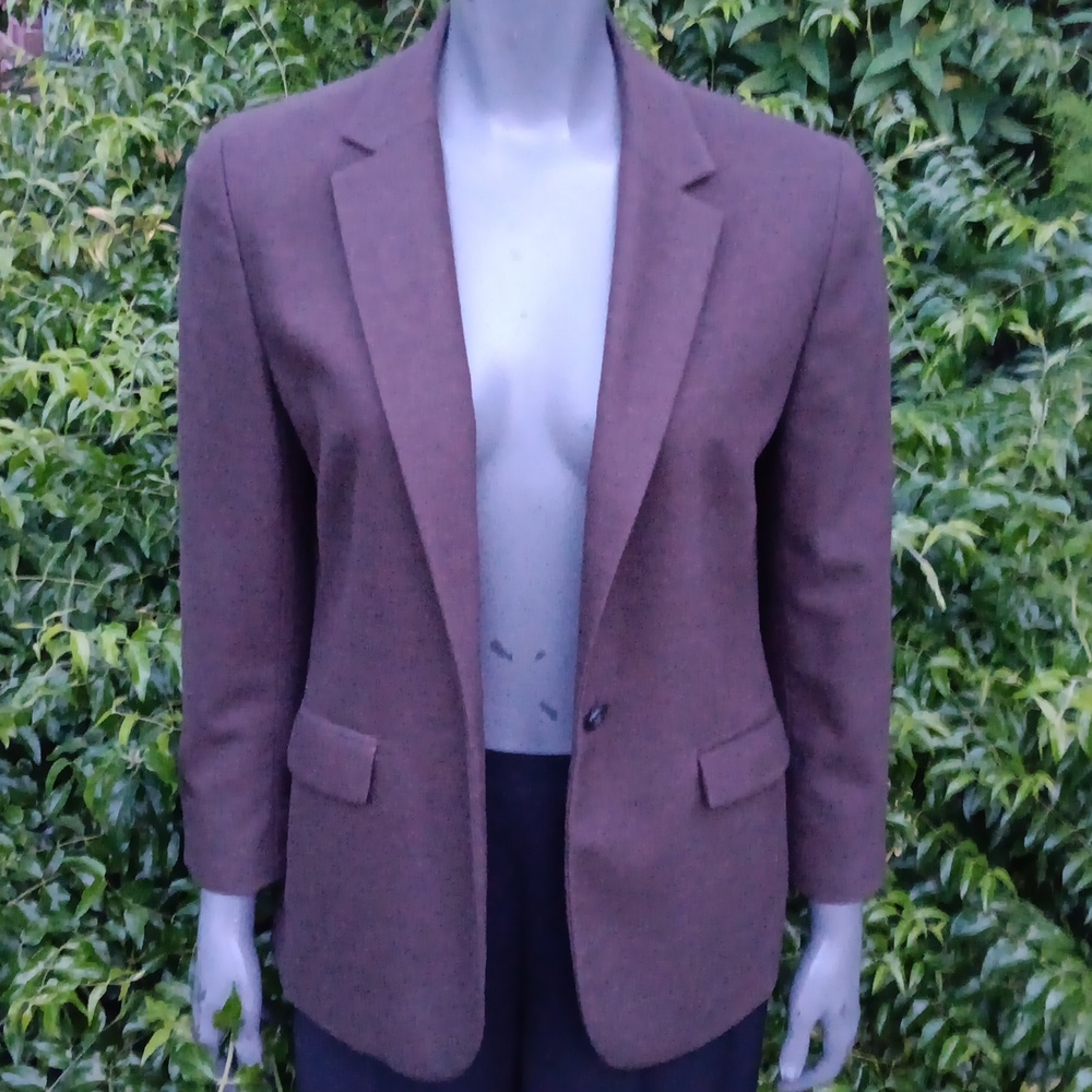 LANDS' END LADIES WOOL/CASHMERE BLEND (1) BUTTON LUXURY BLAZER (TAIWAN)